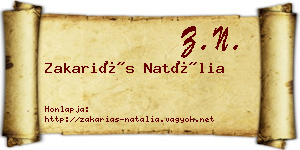 Zakariás Natália névjegykártya